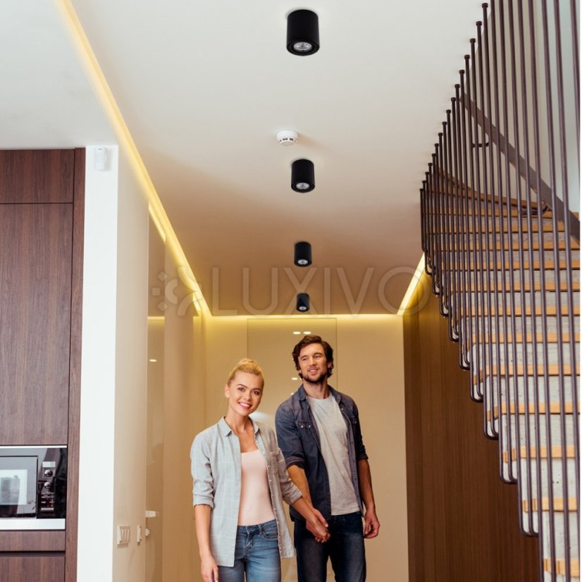 HALOGEN Hliníkové svietidlo na povrchovú montáž Black SPOT TUBA 10cm pre LED GU10 Bellalux