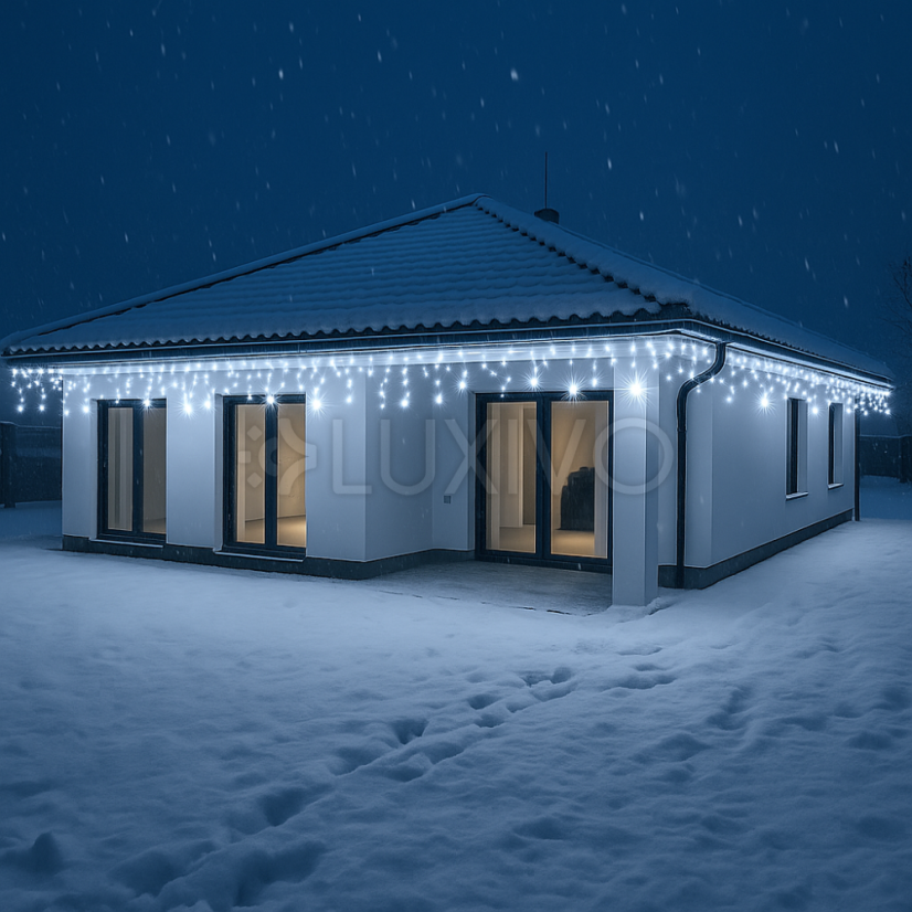 Vianočná led svetelná záclona na spájanie vonkajšia flash - 500led - 20m - studená biela / studená biela