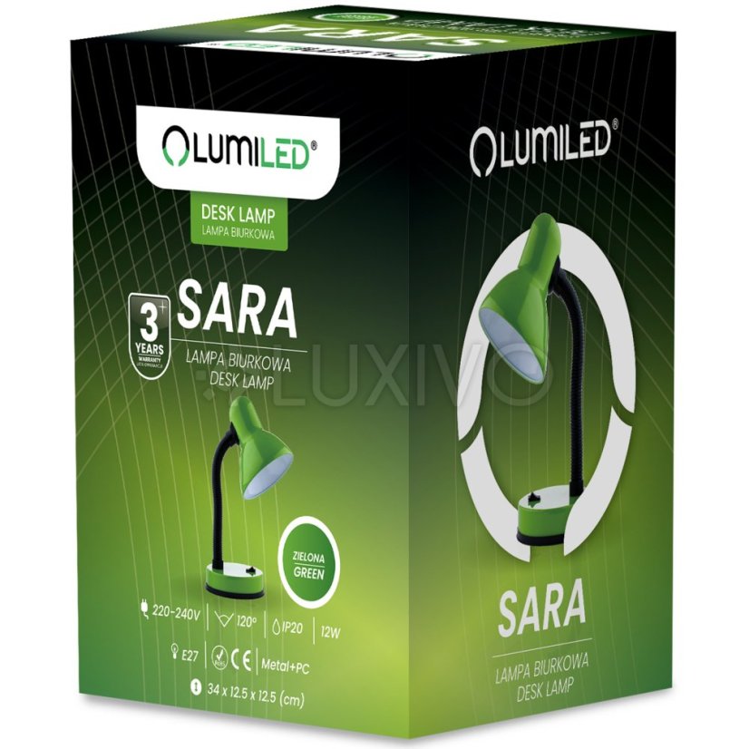 Nastaviteľná školská stolová lampa E27 zelená