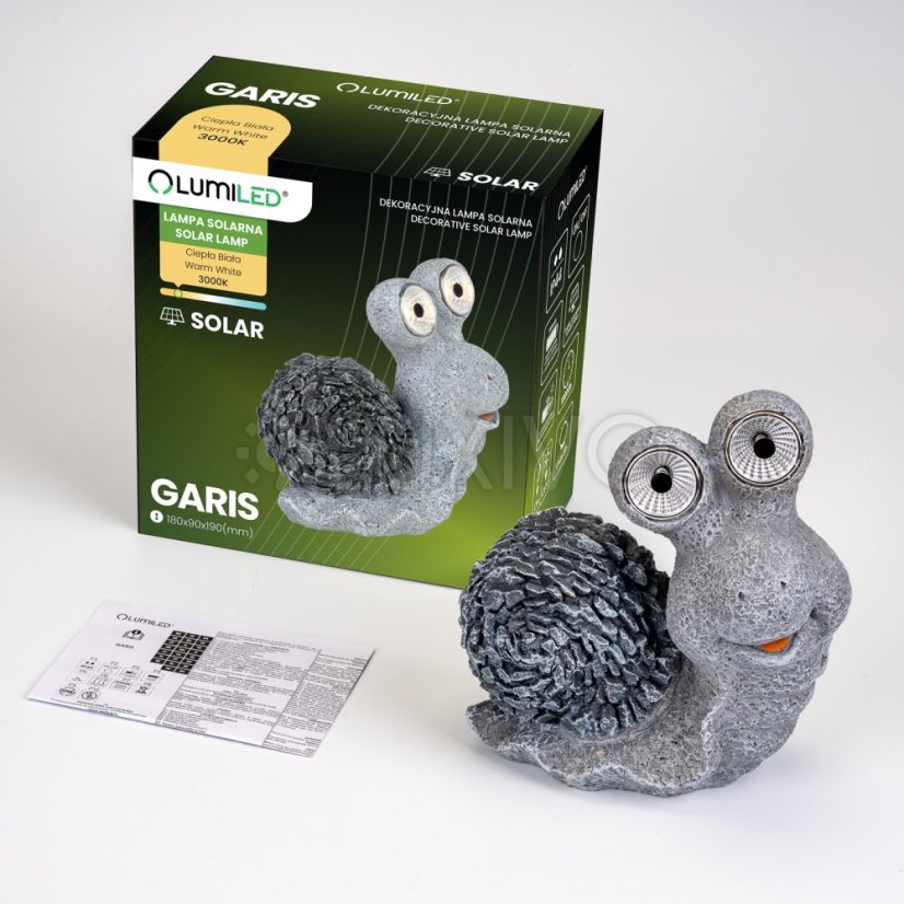 Solárna záhradná lampa LED slimák dekoratívna figúrka 3000K GARIS IP44 Lumiled
