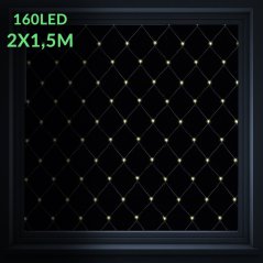 Vianočná led svetelná sieť vonkajšia - 160led - 2x1,5 m teplá biela