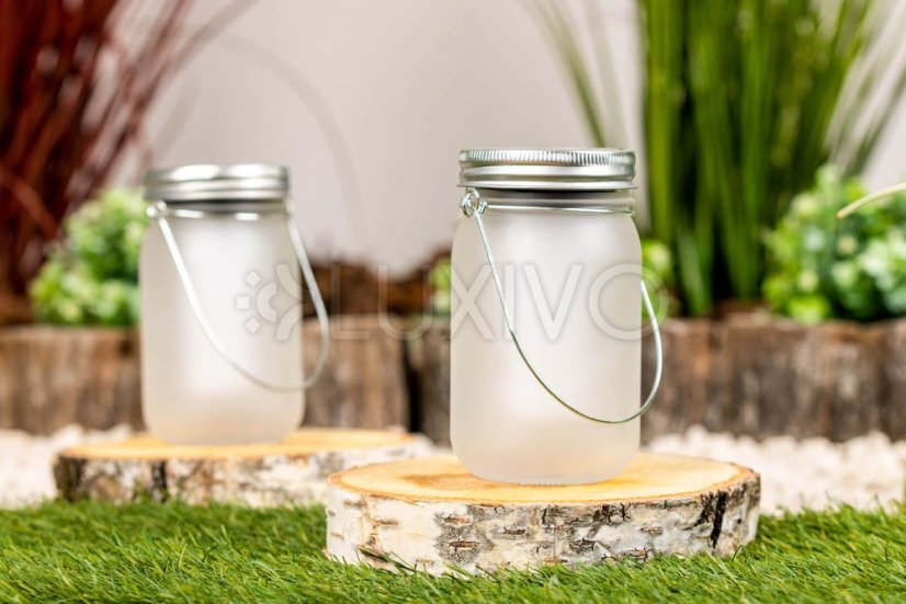 Záhradný lampáš LED Solar Jar Flame 13cm