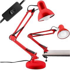 Stolová kresliaca lampa E27 TOBI Red Lumiled + držiak na dosku
