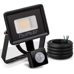 LED reflektor ZONER 20W 1800lm 4000K IP44 čierny so senzorom pohybu LUMILED