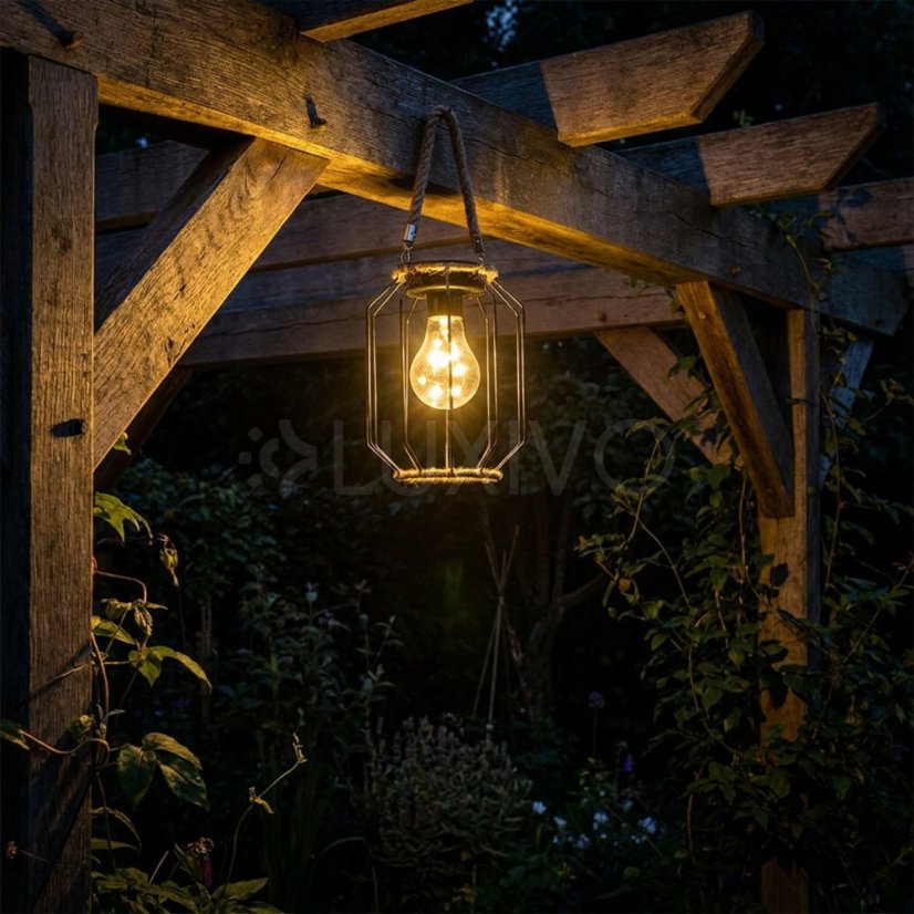 Solárna záhradná lampa LED závesná lampáš DORA IP44 3000K LUMILED