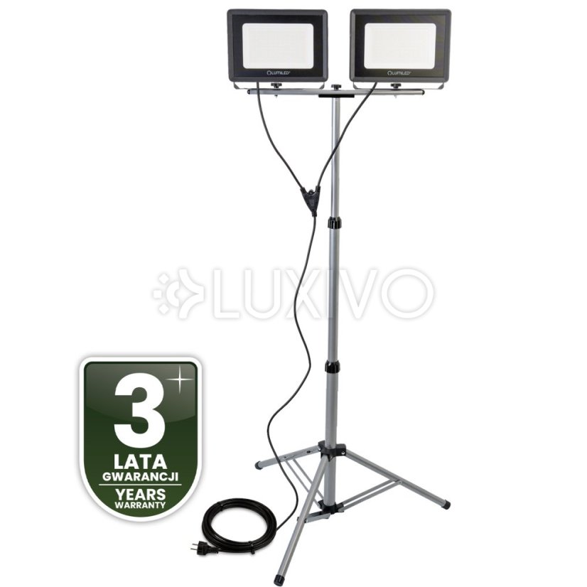 Reflektor LED Halogén lampa 2 x 100W na statíve GLAREX 4000K LUMILED