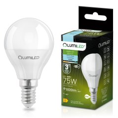 LED žiarovka E14 guľa P45 10W = 75W 1100lm 6500K studená 180° LUMILED
