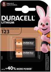 DURACELL 123 CR123 CR123A 3V LITHIUM BATÉRIA Blister 2ks
