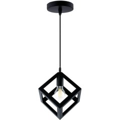 Závesná stropná lampa geometrická štvorcová LED E27 TALUS čierna LUMILED