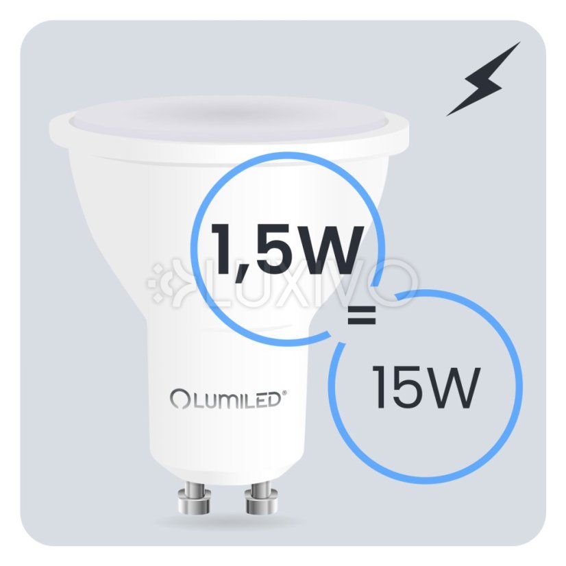 LED žiarovka GU10 reflektor PAR16 1, 5W = 15W 150lm 3000K teplá 120° LUMILED