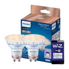 2x LED GU10 reflektor PAR16 4,7W = 50W 345lm 2700-6500K TW Smart SMART WiFi Bluetooth App WiZ Philips