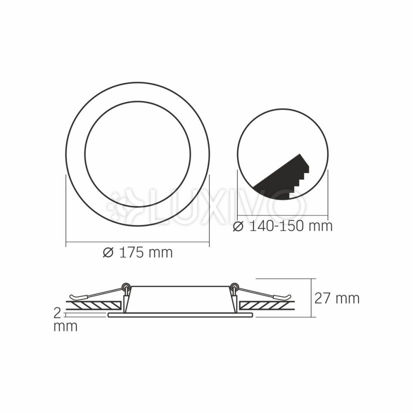 LED panel Zapustené svietidlo na zapustenú montáž 12W 1350lm 4000K Neutral Black Videx