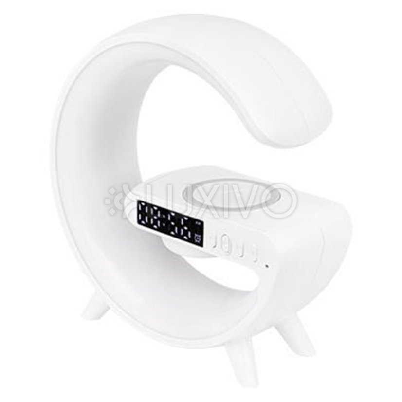 Stolová LED lampa 3W 420lm RGB s akumulátorom herná indukčná nabíjačka reproduktor Bluetooth vypínač ON/OFF biela Masterled