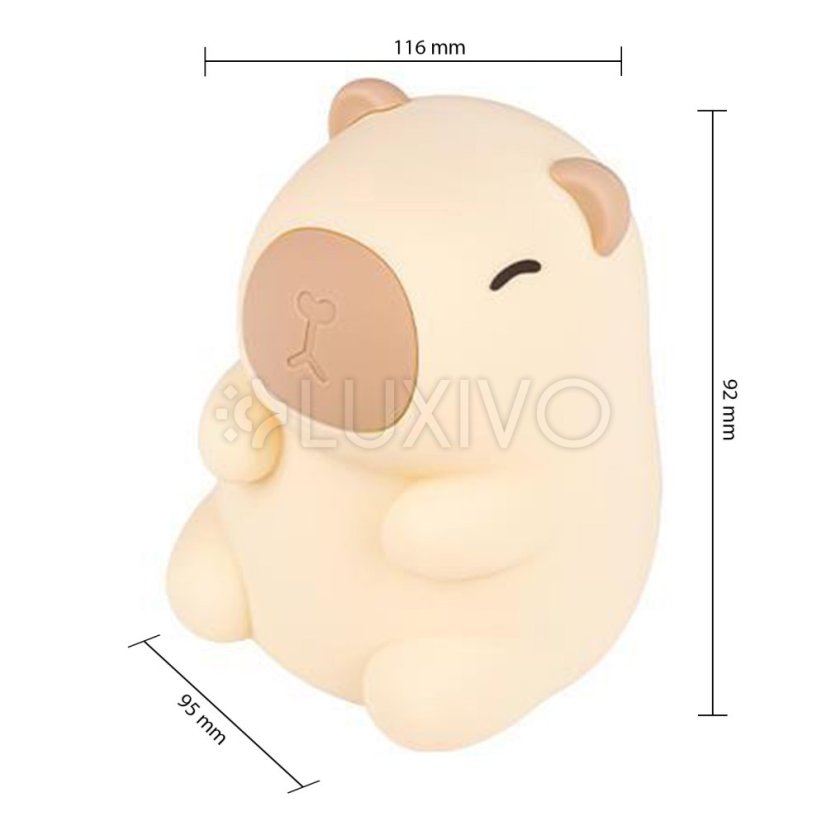 Nočná dekoratívna LED lampička detská Kapibara 2, 5W 18lm 3000K teplá biela RGB 360° hnedá Masterled