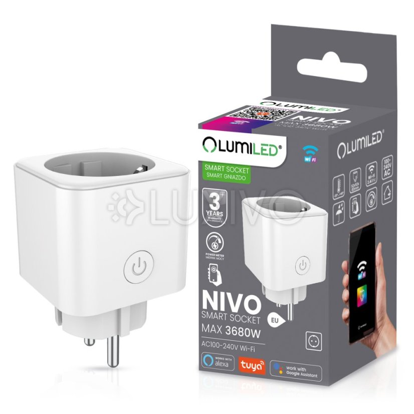 Inteligentná zásuvka WiFi Wattmeter Timer TUYA SMART NIVO LUMILED
