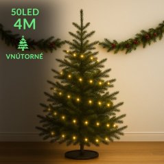 Vianočná led svetelná reťaz vnútorná - 50led - 4m teplá biela