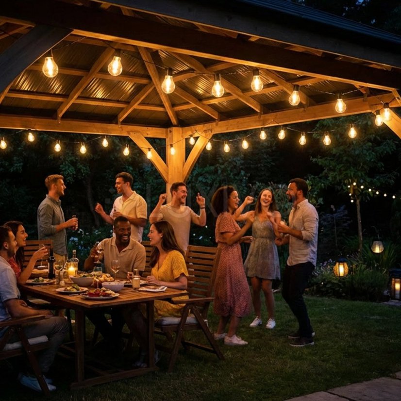 Girlanda solárna záhradná 30x LED dekoratívna žiarovka 10, 7m 2700K teplá LUMILED