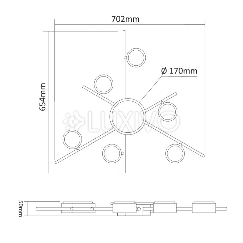 Stropná lampa lustrová zapustená 6x GX53 9W 830lm 2700K teplá čierna Videx