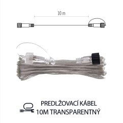 Predlžovací kábel pre spojovateľné reťaze - 10m - transparentný