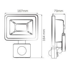 LED reflektor 30W 2700lm 6500K studená 120° čierny IP65 so senzorom pohybu Goldlux