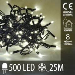 Vianočná led svetelná reťaz vonkajšia - programátor - 500led - 25m teplá biela