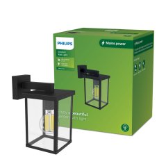 Vonkajšie nástenné svietidlo E27 IP44 čierna Bellini Philips