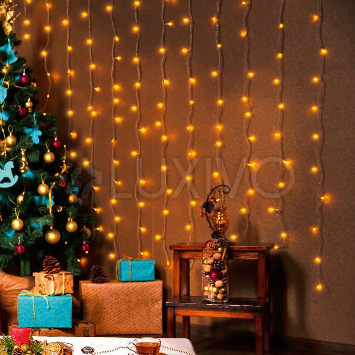 Vianočná led svetelná záclona vnútorná - záves - 168led - 1,2m teplá biela