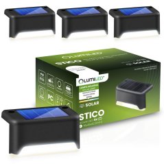 4x STICO 4000K Solárne LED schodisko Vonkajšie schodisko Vodotesná lampa LUMILED