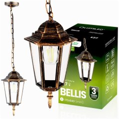 Vonkajšia závesná záhradná lampa E27 LATARNIA Patina BELLIS LUMILED