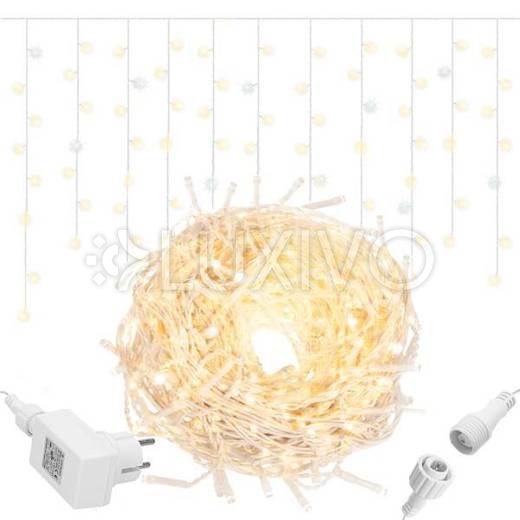 Vianočná led svetelná záclona na spájanie vonkajšia flash - 500led - 20m teplá biela / studená biela