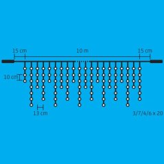 Vianočná led svetelná záclona vonkajšia flash - 400led - 10m teplá biela / studená biela