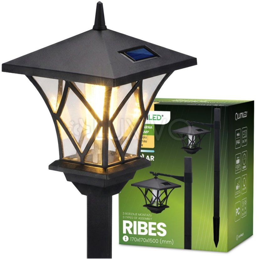 LED RIBES Solárne záhradné lampy Vonkajšia lampa 150cm LUMILED