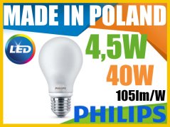 LED žiarovka E27 A60 4,5W = 40W 470lm 2700K Warm 300° PHILIPS