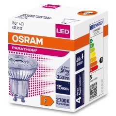 LED žiarovka GU10 4,3W = 50W 350lm 2700K Warm 36° OSRAM Parathom