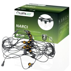 Záhradná vonkajšia svetelná reťaz Girland 15 m 15x E27 NARCI LUMILED
