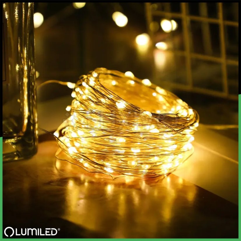 Solárna záhrada Girlanda 100 LED 12m 2700K Teplá biela LUMILED