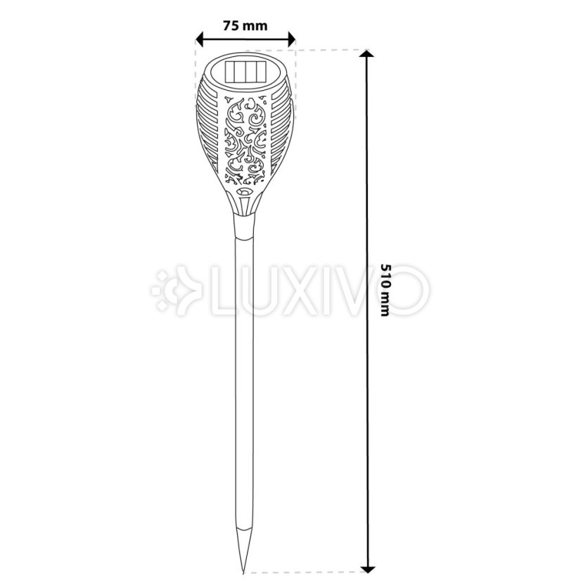 LED IGNIS Solárne záhradné svietidlo s efektom plameňa 50 cm LUMILED