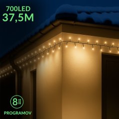 Vianočná led svetelná reťaz vonkajšia - programátor - 750led - 37,5m teplá biela