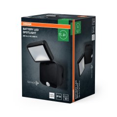 LED reflektor batériový 4W 260lm 4000K IP54 čierny so senzorom pohybu a súmraku Osram