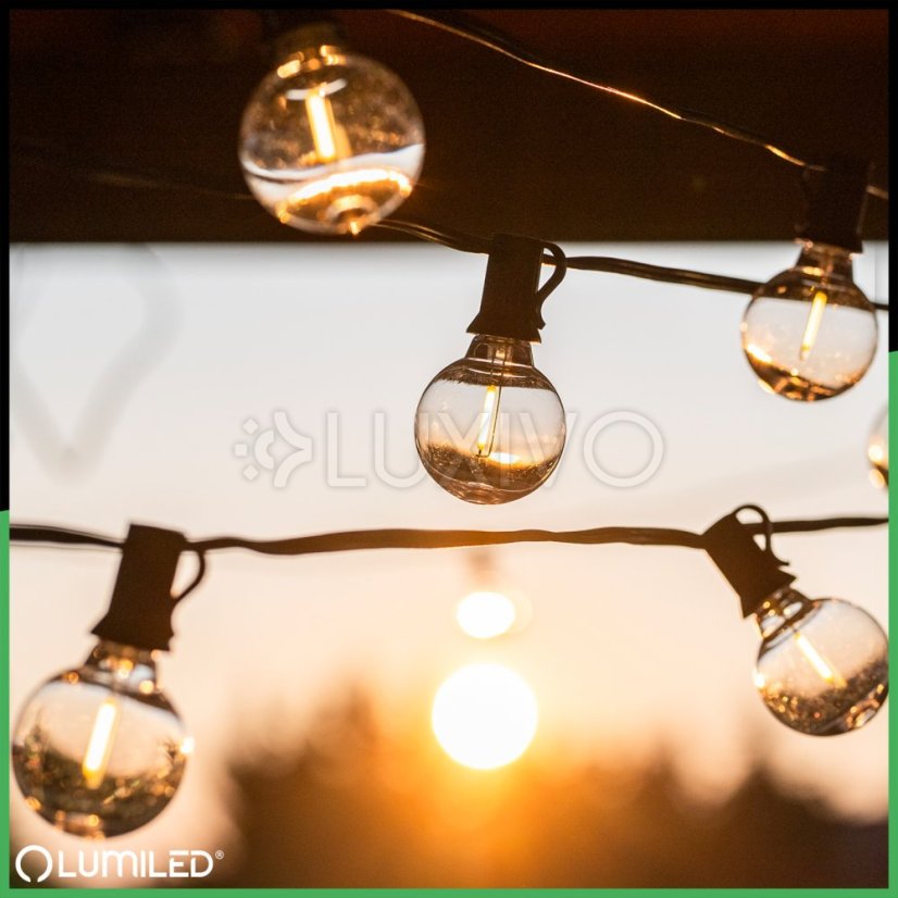 Solárna záhradná girlanda 40x LED ozdobné guľôčky 19, 55m 2700K teplá + diaľkový ovládač CALLIS2 LUMILED