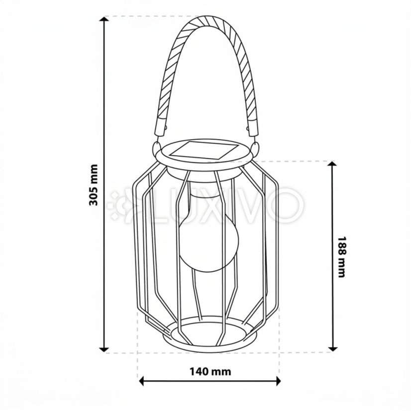 Solárna záhradná lampa LED závesná lampáš DORA IP44 3000K LUMILED