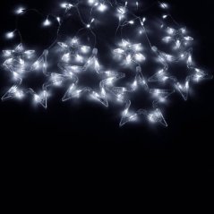 Vianočná led svetelná záclona na spájanie vonkajšia - hviezdy - programy - časovač - 92led - 2m studená biela