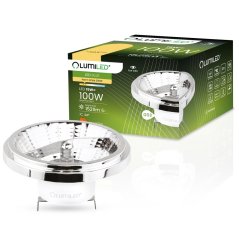 LED žiarovka G53 reflektor AR111 15W = 100W 1521lm 3000K teplá 24° 12V strieborná LUMILED