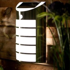 SAFFO chróm/biela 6000K studená LED solárna fasádna lampa so senzorom pohybu GOLDLUX (Polux)