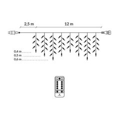 Vianočná led svetelná záclona na spájanie vonkajšia - programy - časovač + diaľkový ovládač - 300led - 12m teplá biela