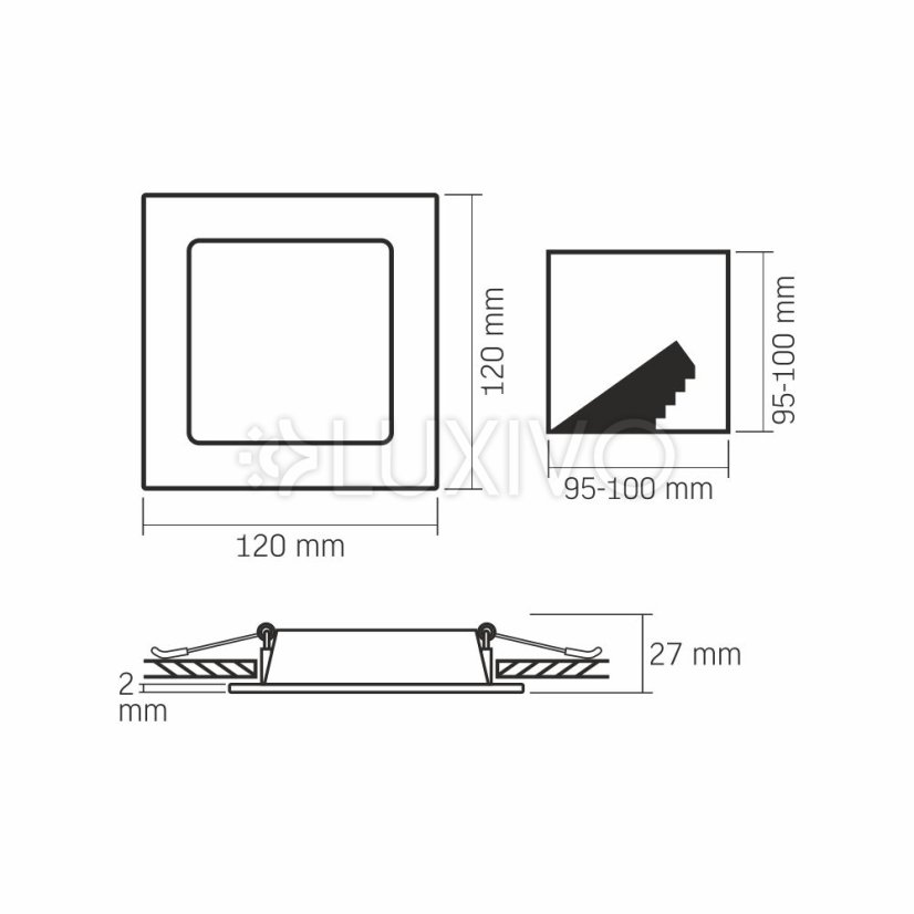 LED panel Zapustené svietidlo 6W 620lm 4000K Neutrálna biela Videx