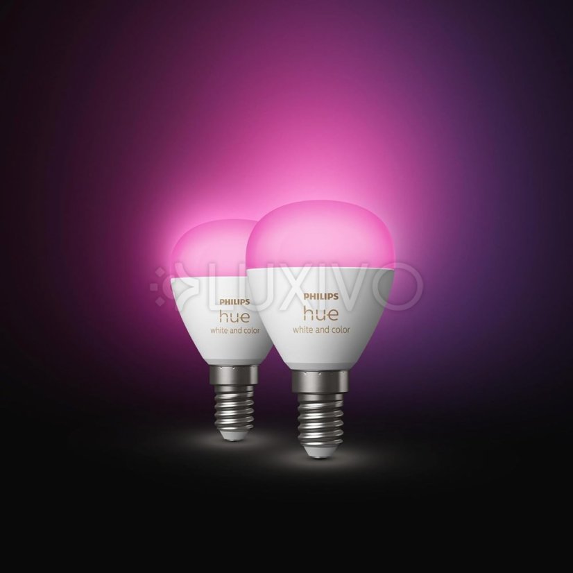 2x LED žiarovka E14 Ball P45 5,1W = 40W 470lm 2000-6500K CCT + RGB SMART Smart Bluetooth ZigBee White and Color Ambiance Philips HUE
