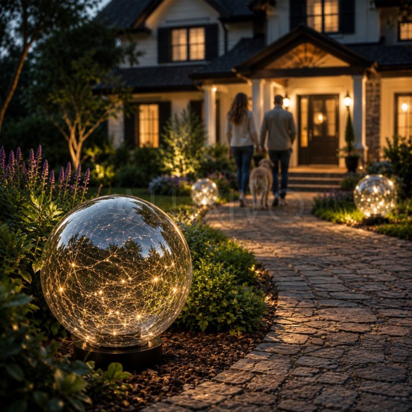 Solárna záhradná lampa LED GLORIS 3000K IP44 zapichovacia povrchová ozdobná guľa dymová 30cm LUMILED