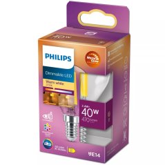LED žiarovka guľová E14 P45 3,4W = 40W 470lm 2700 teplé vlákno PHILIPS stmievateľné