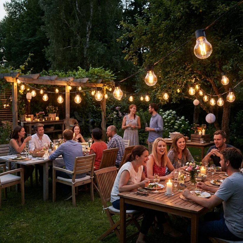 Solárna záhradná girlanda 20x LED dekoratívna žiarovka 7, 7m 2700K teplá LUMILED